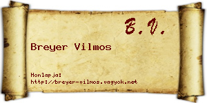 Breyer Vilmos névjegykártya